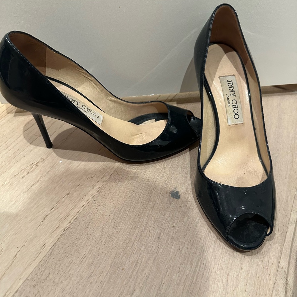 Jimmy Choo Dark Navy Patent Leather Stiletto Heels